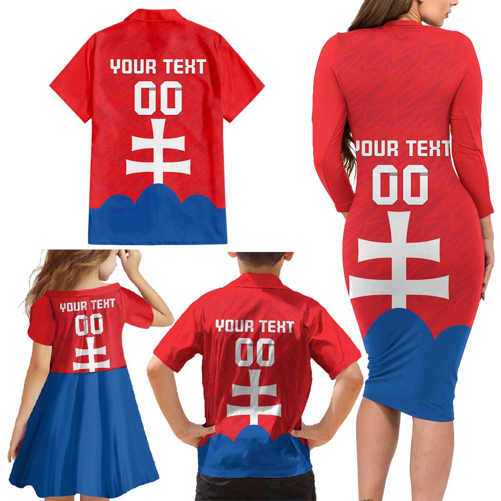 Custom Slovakia Football Family Matching Long Sleeve Bodycon Dress and Hawaiian Shirt Come On Sokoli