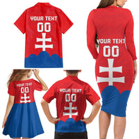 Custom Slovakia Football Family Matching Long Sleeve Bodycon Dress and Hawaiian Shirt Come On Sokoli