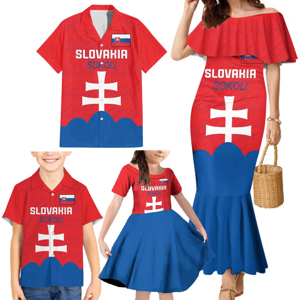 Custom Slovakia Football Family Matching Mermaid Dress and Hawaiian Shirt Come On Sokoli