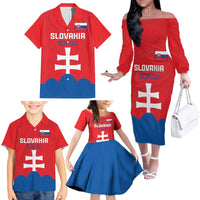 Custom Slovakia Football Family Matching Off The Shoulder Long Sleeve Dress and Hawaiian Shirt Come On Sokoli
