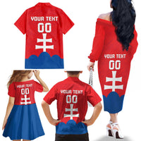 Custom Slovakia Football Family Matching Off The Shoulder Long Sleeve Dress and Hawaiian Shirt Come On Sokoli