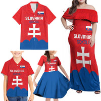 Custom Slovakia Football Family Matching Off Shoulder Maxi Dress and Hawaiian Shirt Come On Sokoli