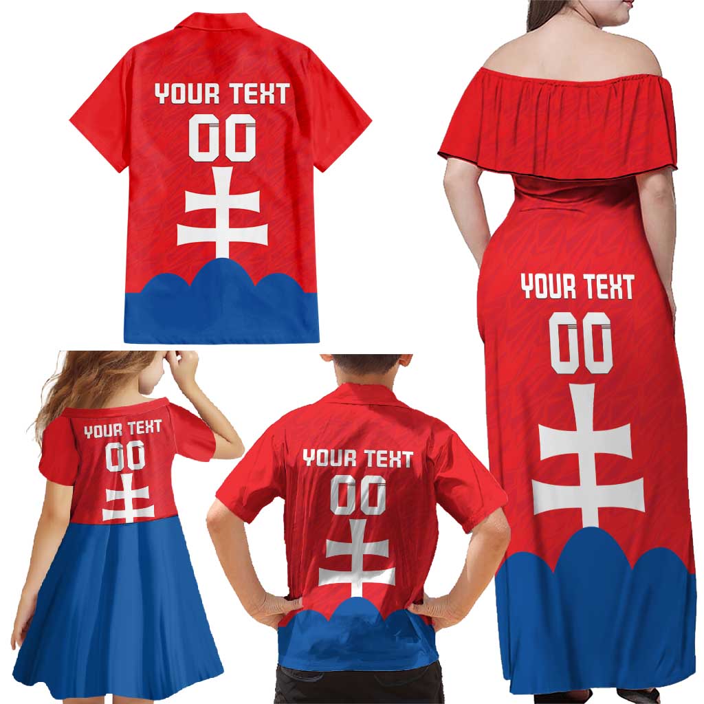 Custom Slovakia Football Family Matching Off Shoulder Maxi Dress and Hawaiian Shirt Come On Sokoli