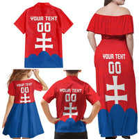 Custom Slovakia Football Family Matching Off Shoulder Maxi Dress and Hawaiian Shirt Come On Sokoli