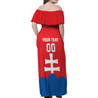 Custom Slovakia Football Family Matching Off Shoulder Maxi Dress and Hawaiian Shirt Come On Sokoli