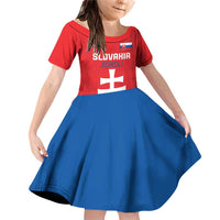 Custom Slovakia Football Family Matching Off Shoulder Short Dress and Hawaiian Shirt Come On Sokoli