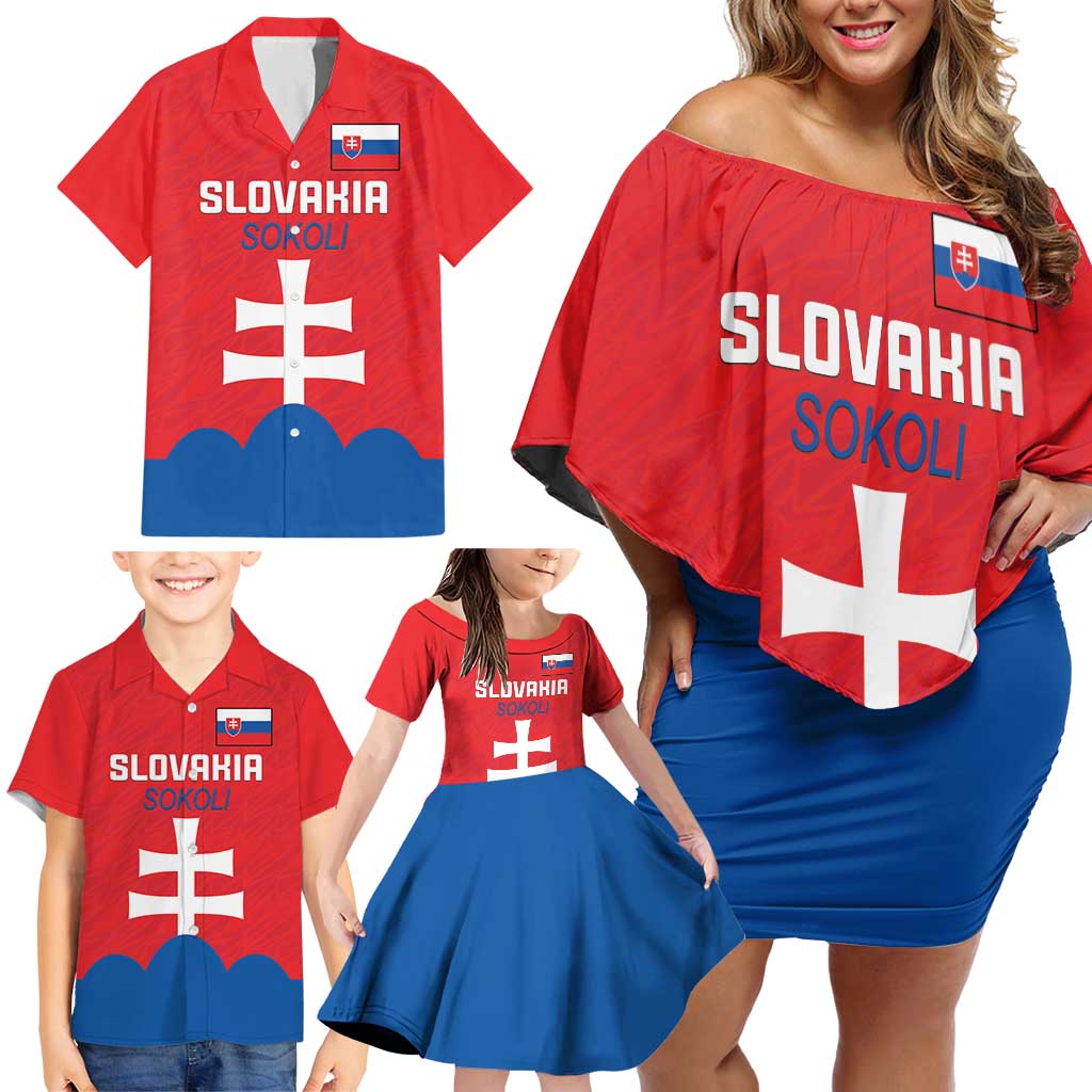 Custom Slovakia Football Family Matching Off Shoulder Short Dress and Hawaiian Shirt Come On Sokoli