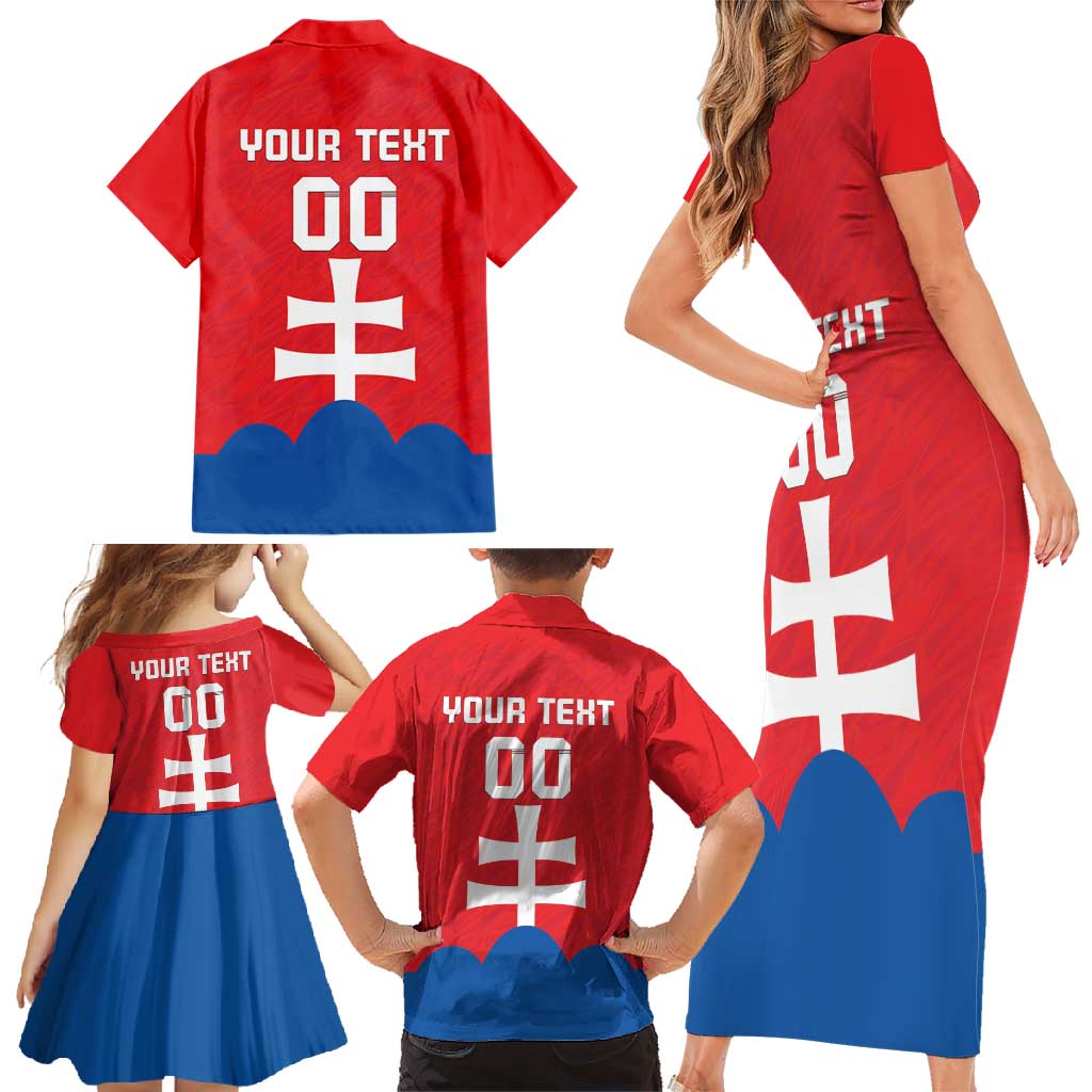Custom Slovakia Football Family Matching Short Sleeve Bodycon Dress and Hawaiian Shirt Come On Sokoli