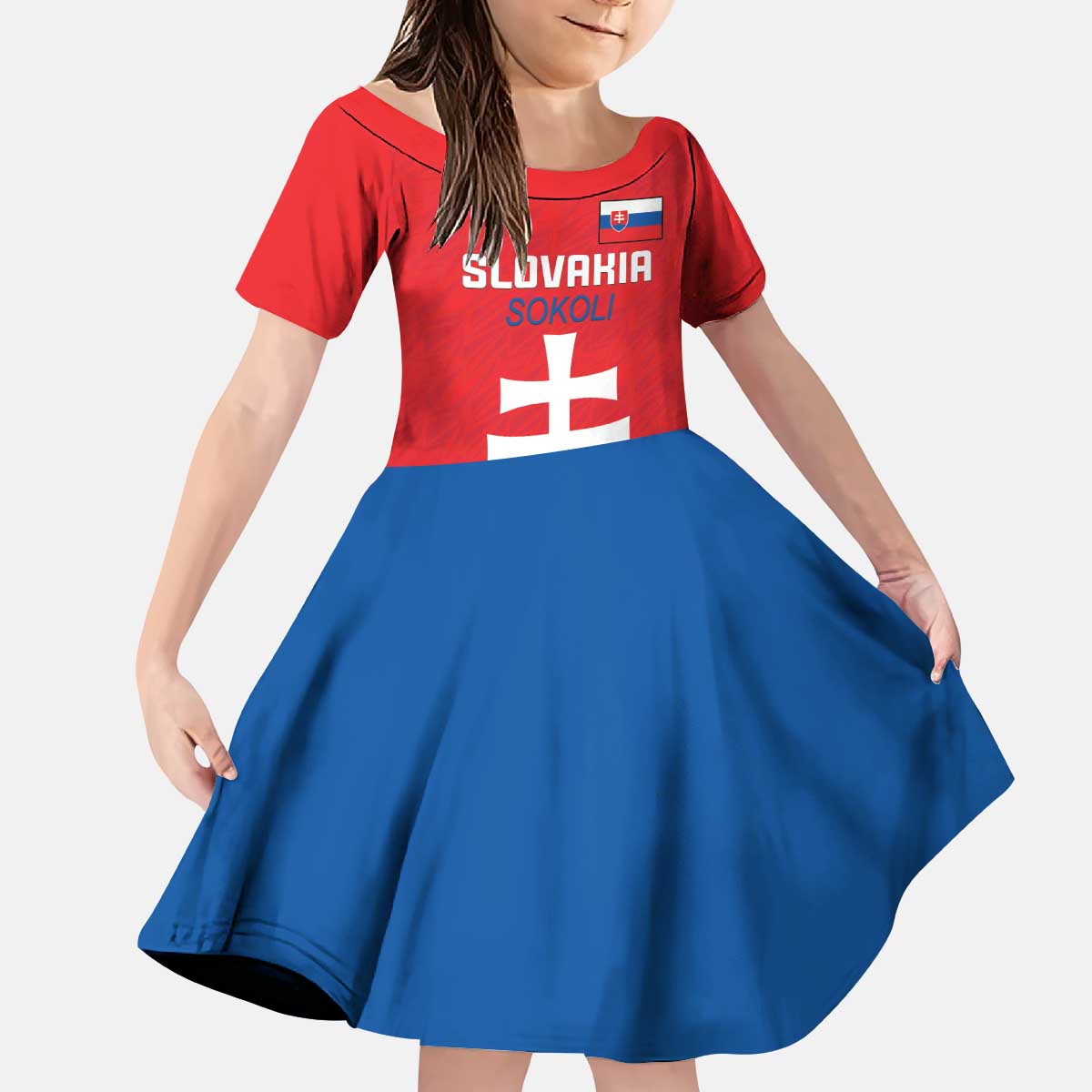 Custom Slovakia Football Kid Short Sleeve Dress Come On Sokoli