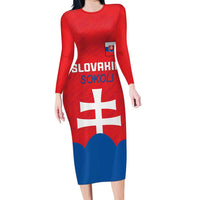 Custom Slovakia Football Long Sleeve Bodycon Dress Come On Sokoli
