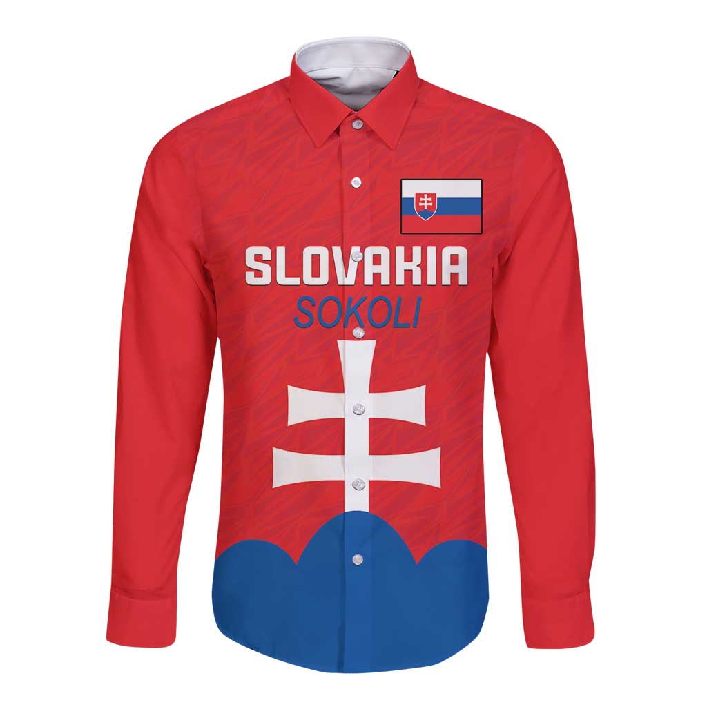 Custom Slovakia Football Long Sleeve Button Shirt Come On Sokoli