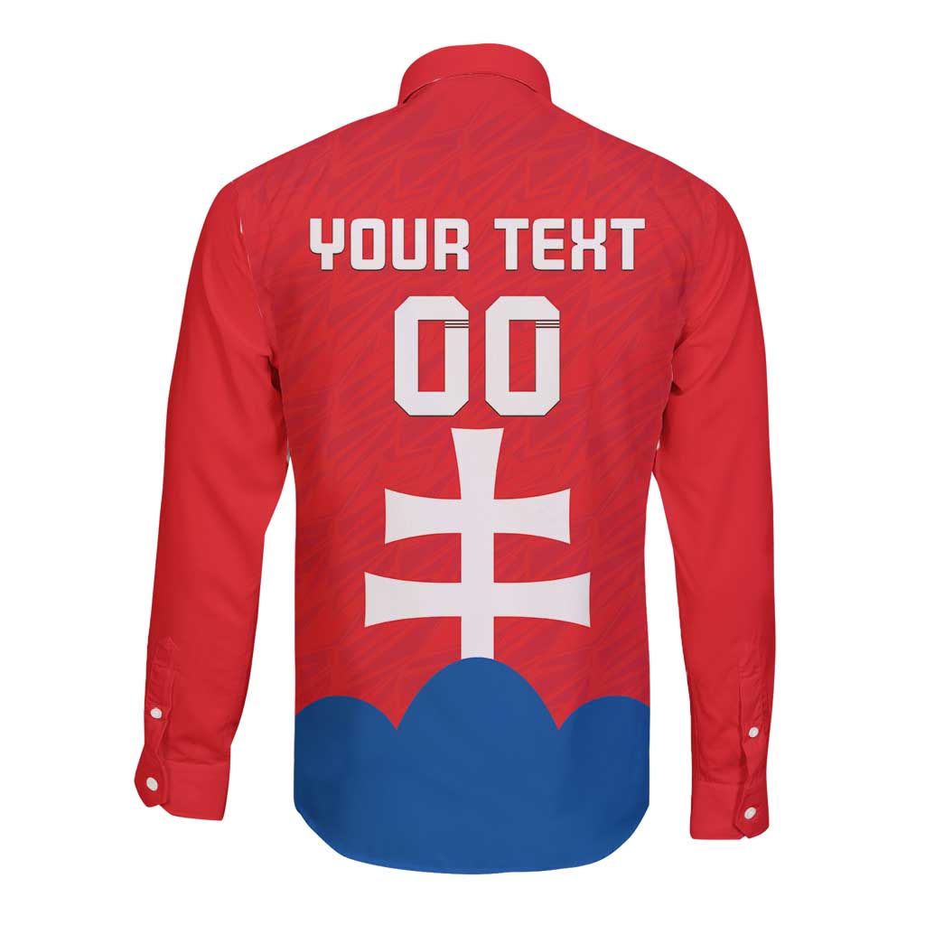 Custom Slovakia Football Long Sleeve Button Shirt Come On Sokoli