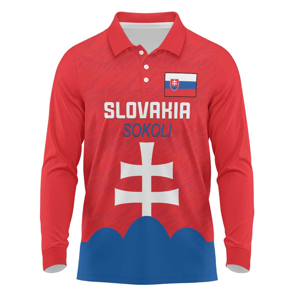 Custom Slovakia Football Long Sleeve Polo Shirt Come On Sokoli