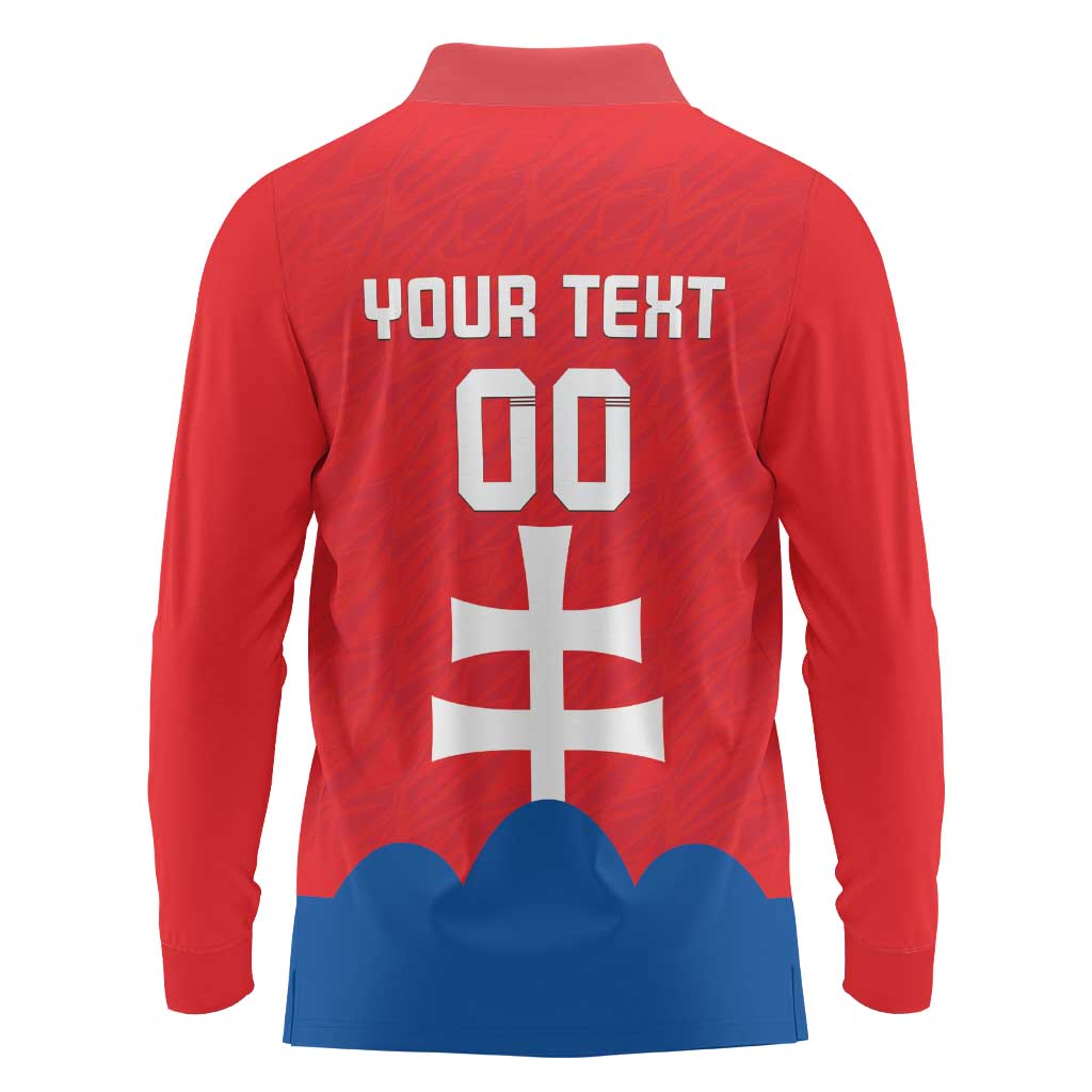 Custom Slovakia Football Long Sleeve Polo Shirt Come On Sokoli