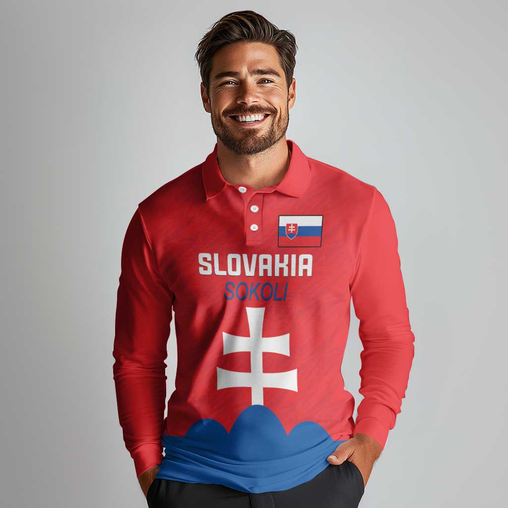 Custom Slovakia Football Long Sleeve Polo Shirt Come On Sokoli