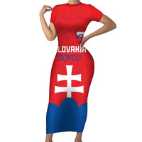 Custom Slovakia Football Short Sleeve Bodycon Dress Come On Sokoli