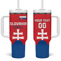 Custom Slovakia Football Tumbler With Handle Come On Sokoli