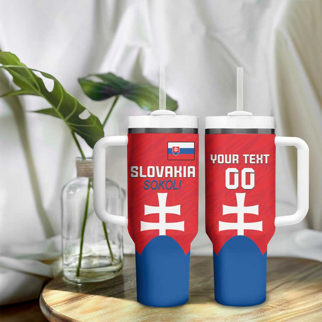 Custom Slovakia Football Tumbler With Handle Come On Sokoli