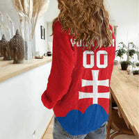 Custom Slovakia Football Women Casual Shirt Come On Sokoli