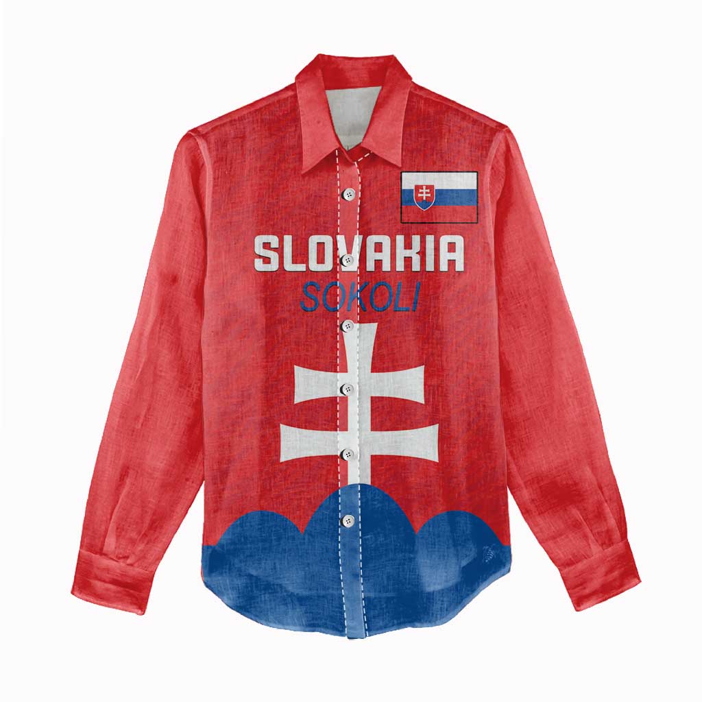 Custom Slovakia Football Women Casual Shirt Come On Sokoli