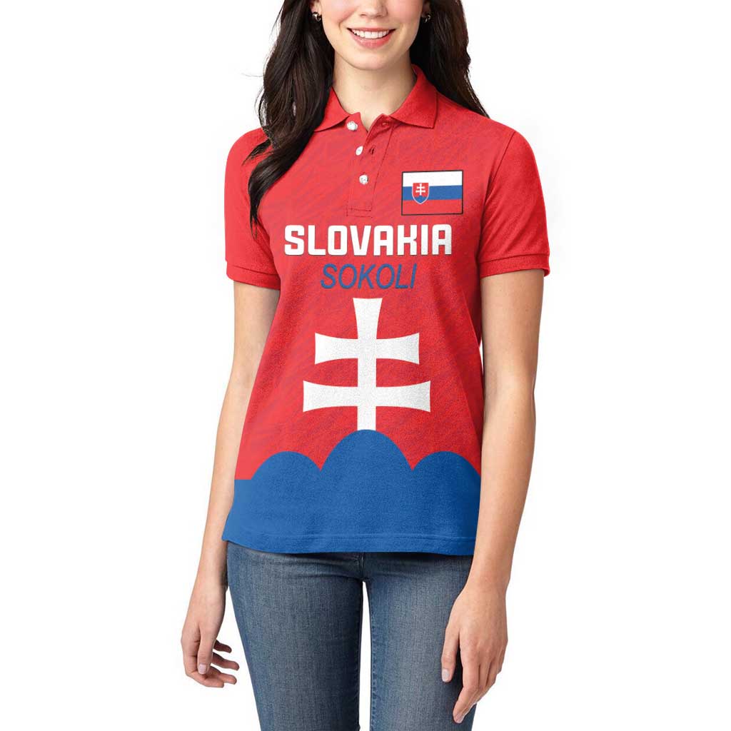 Custom Slovakia Football Women Polo Shirt Come On Sokoli