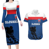 Custom Slovakia Hockey Couples Matching Long Sleeve Bodycon Dress and Hawaiian Shirt Go Nasi Chlapci