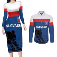 Custom Slovakia Hockey Couples Matching Long Sleeve Bodycon Dress and Long Sleeve Button Shirt Go Nasi Chlapci