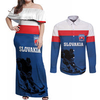 Custom Slovakia Hockey Couples Matching Off Shoulder Maxi Dress and Long Sleeve Button Shirt Go Nasi Chlapci