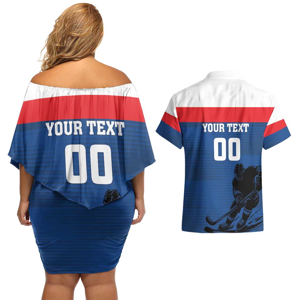 Custom Slovakia Hockey Couples Matching Off Shoulder Short Dress and Hawaiian Shirt Go Nasi Chlapci