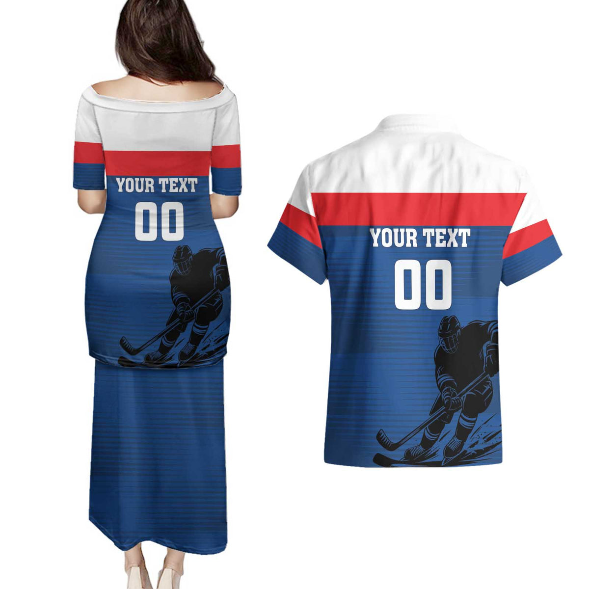 Custom Slovakia Hockey Couples Matching Puletasi and Hawaiian Shirt Go Nasi Chlapci