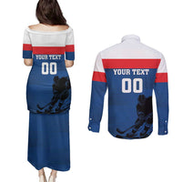 Custom Slovakia Hockey Couples Matching Puletasi and Long Sleeve Button Shirt Go Nasi Chlapci