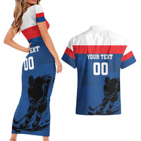 Custom Slovakia Hockey Couples Matching Short Sleeve Bodycon Dress and Hawaiian Shirt Go Nasi Chlapci