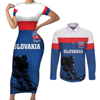 Custom Slovakia Hockey Couples Matching Short Sleeve Bodycon Dress and Long Sleeve Button Shirt Go Nasi Chlapci