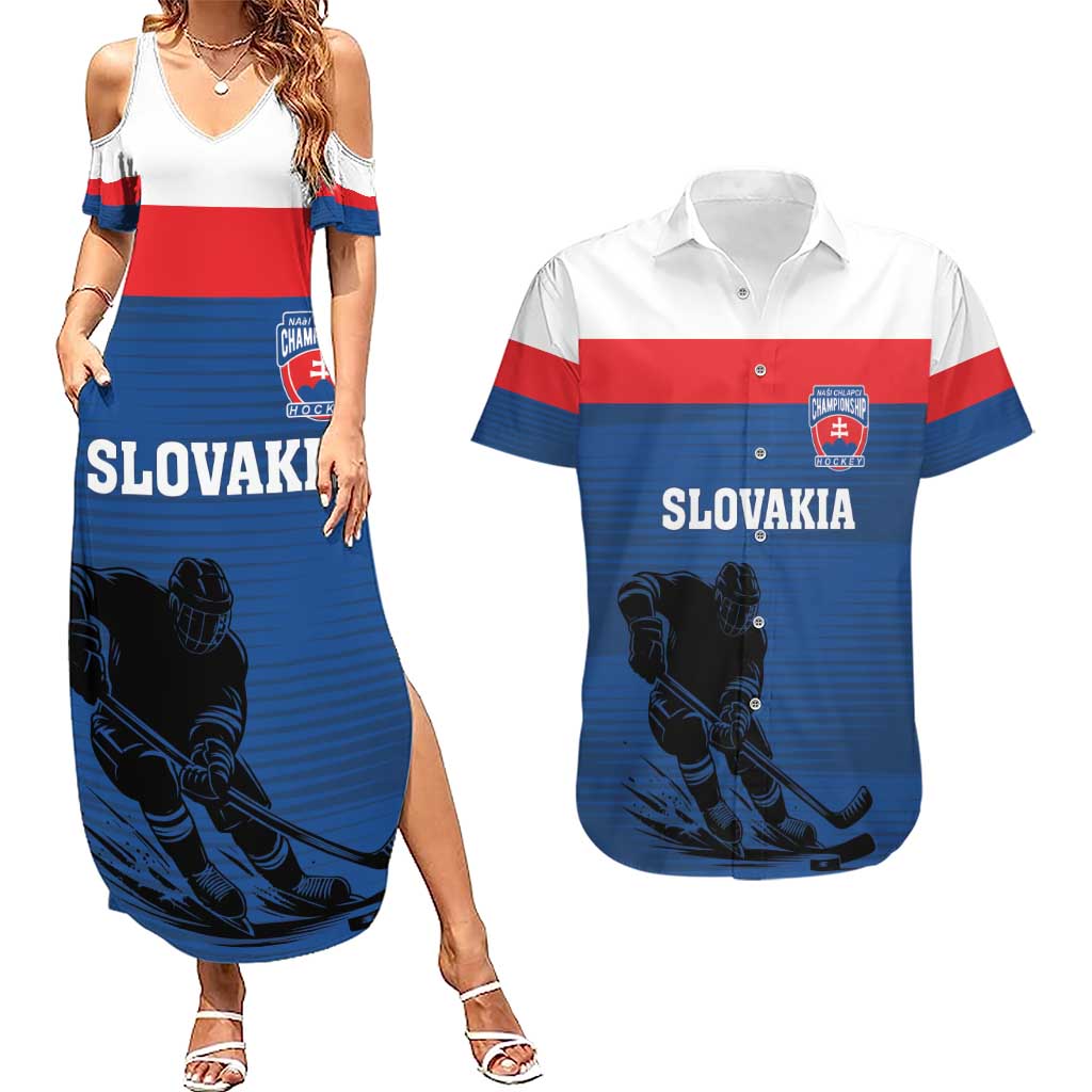 Custom Slovakia Hockey Couples Matching Summer Maxi Dress and Hawaiian Shirt Go Nasi Chlapci