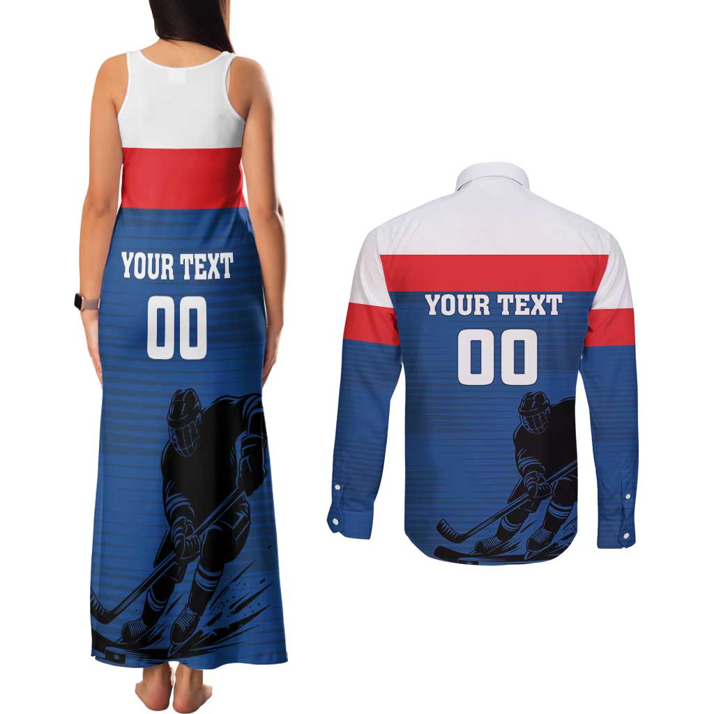 Custom Slovakia Hockey Couples Matching Tank Maxi Dress and Long Sleeve Button Shirt Go Nasi Chlapci
