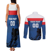 Custom Slovakia Hockey Couples Matching Tank Maxi Dress and Long Sleeve Button Shirt Go Nasi Chlapci