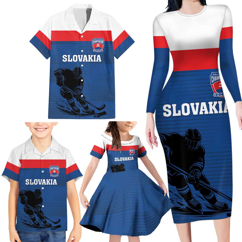 Custom Slovakia Hockey Family Matching Long Sleeve Bodycon Dress and Hawaiian Shirt Go Nasi Chlapci