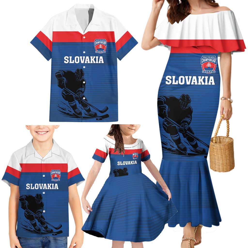 Custom Slovakia Hockey Family Matching Mermaid Dress and Hawaiian Shirt Go Nasi Chlapci