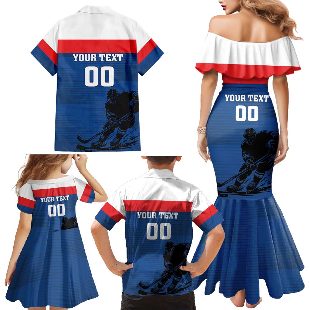 Custom Slovakia Hockey Family Matching Mermaid Dress and Hawaiian Shirt Go Nasi Chlapci