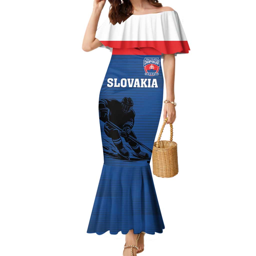 Custom Slovakia Hockey Family Matching Mermaid Dress and Hawaiian Shirt Go Nasi Chlapci