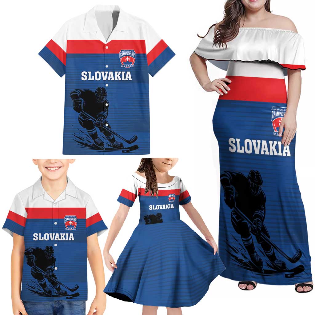 Custom Slovakia Hockey Family Matching Off Shoulder Maxi Dress and Hawaiian Shirt Go Nasi Chlapci
