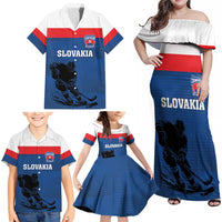 Custom Slovakia Hockey Family Matching Off Shoulder Maxi Dress and Hawaiian Shirt Go Nasi Chlapci