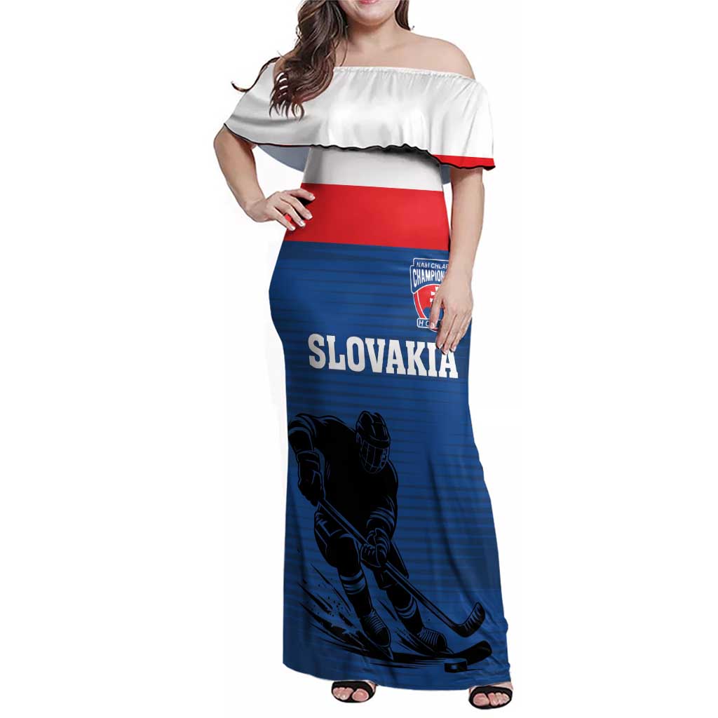 Custom Slovakia Hockey Family Matching Off Shoulder Maxi Dress and Hawaiian Shirt Go Nasi Chlapci