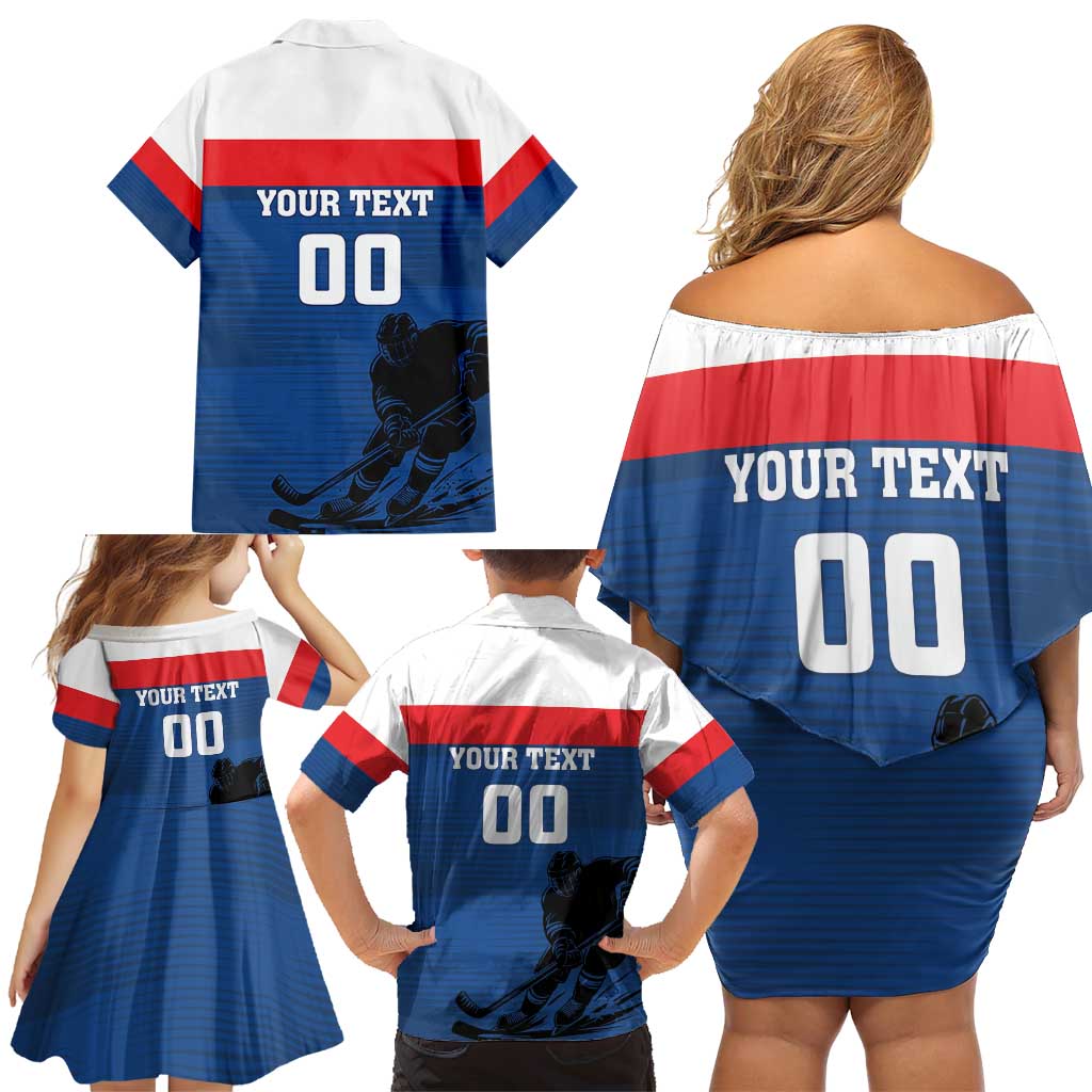 Custom Slovakia Hockey Family Matching Off Shoulder Short Dress and Hawaiian Shirt Go Nasi Chlapci