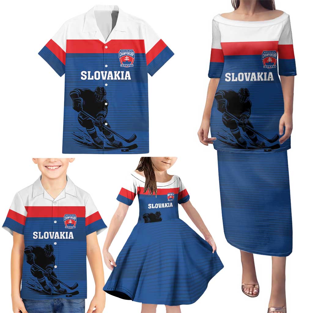 Custom Slovakia Hockey Family Matching Puletasi and Hawaiian Shirt Go Nasi Chlapci