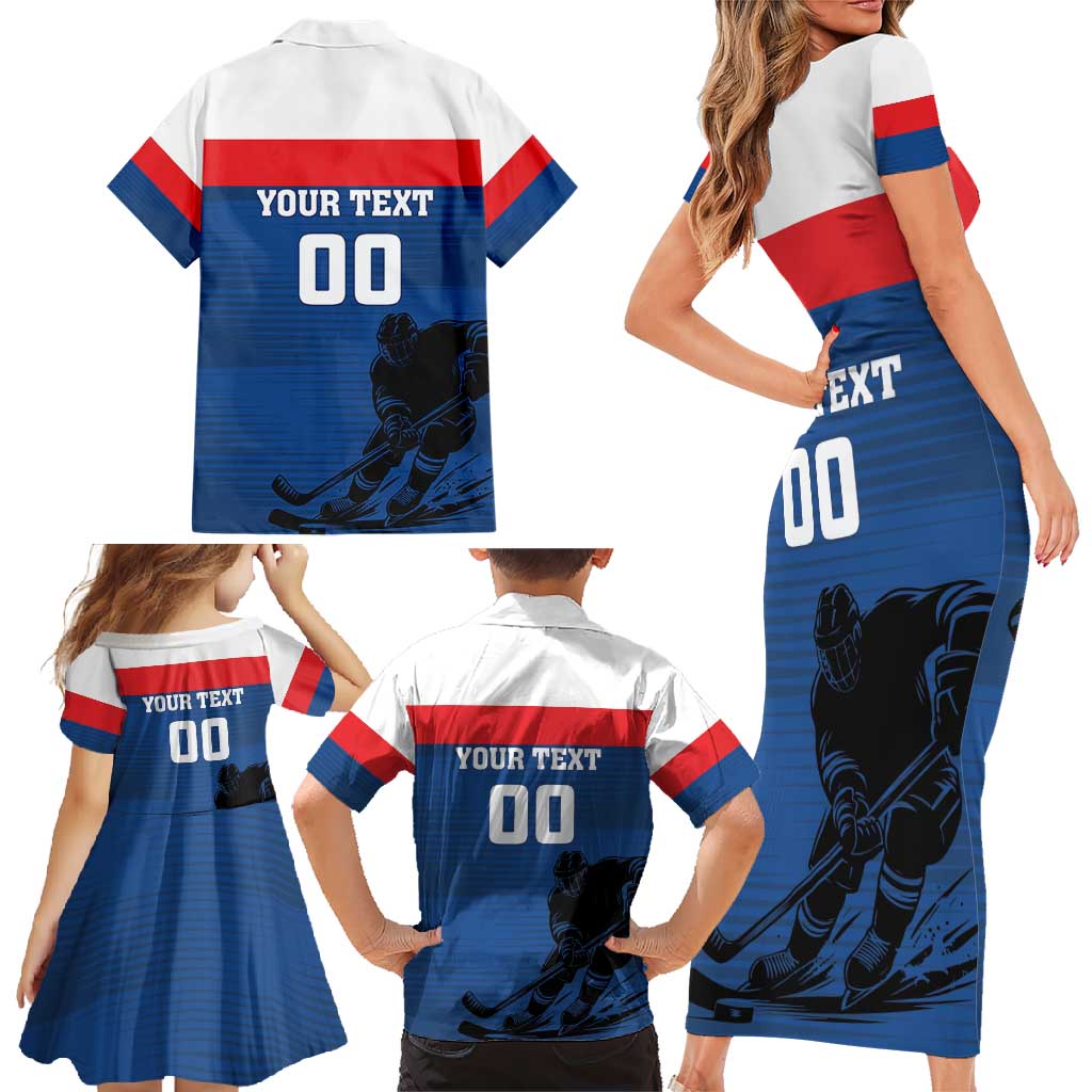 Custom Slovakia Hockey Family Matching Short Sleeve Bodycon Dress and Hawaiian Shirt Go Nasi Chlapci