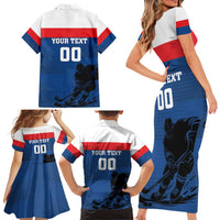 Custom Slovakia Hockey Family Matching Short Sleeve Bodycon Dress and Hawaiian Shirt Go Nasi Chlapci