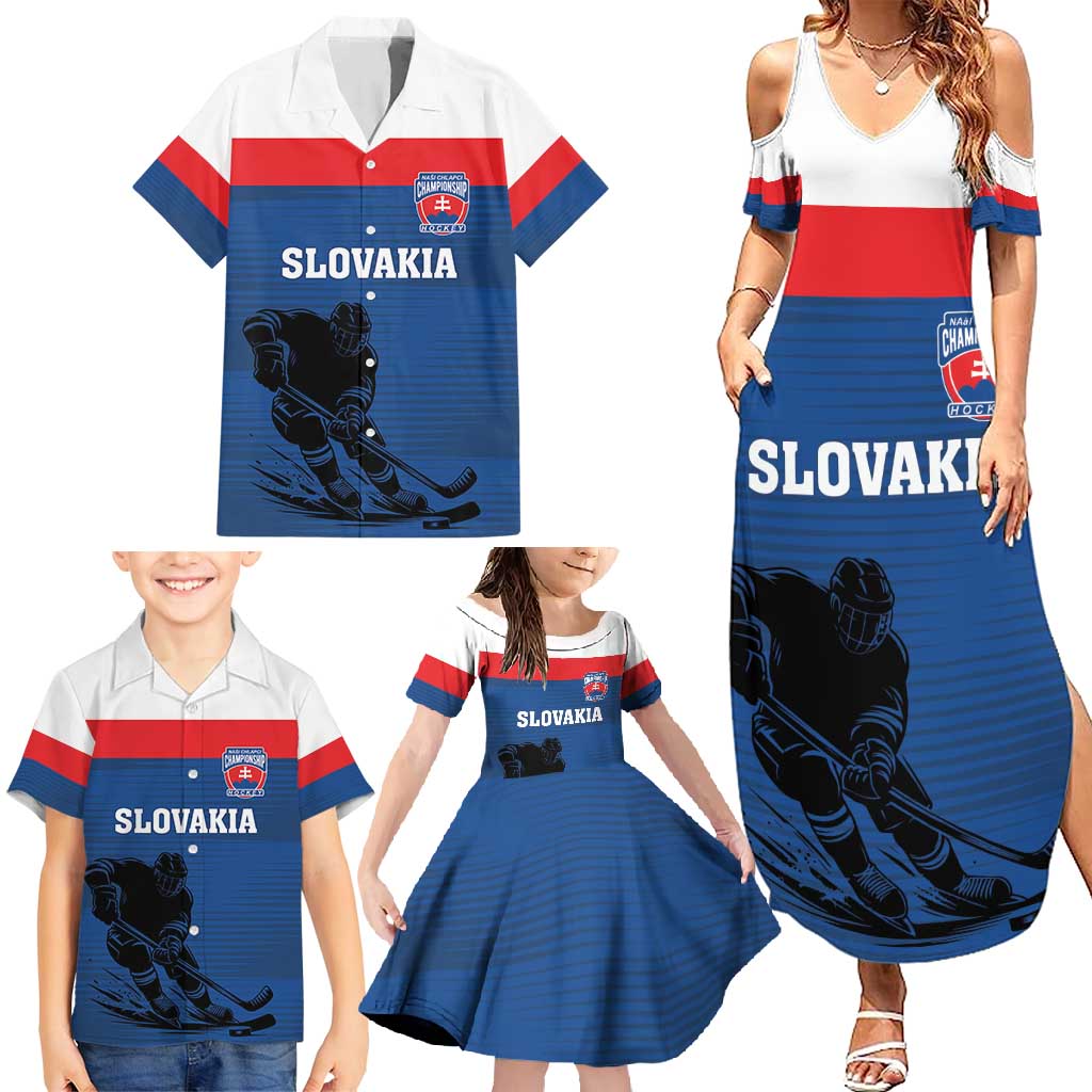 Custom Slovakia Hockey Family Matching Summer Maxi Dress and Hawaiian Shirt Go Nasi Chlapci