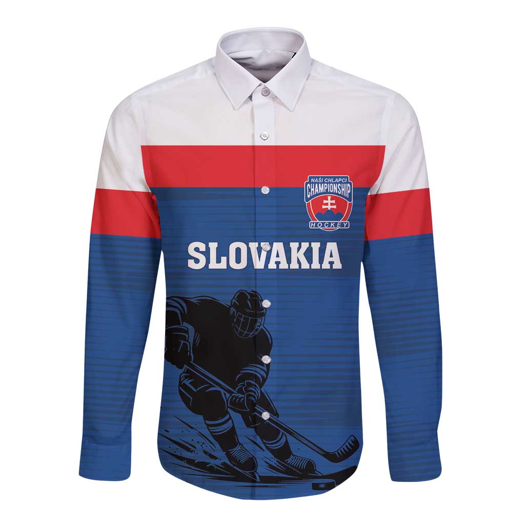 Custom Slovakia Hockey Long Sleeve Button Shirt Go Nasi Chlapci