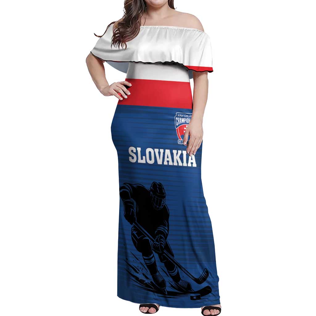Custom Slovakia Hockey Off Shoulder Maxi Dress Go Nasi Chlapci